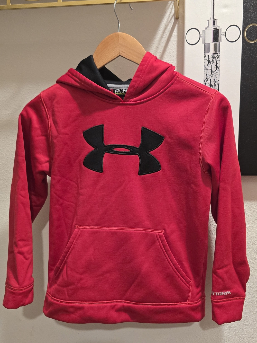 Under Armour Kids' Red Hoodie with Black Logo